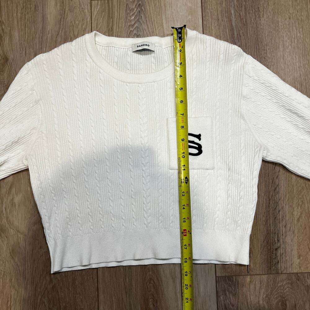 SANDRO Women's Dorian Cropped Sweater In Ecru - Picture 6 of 10